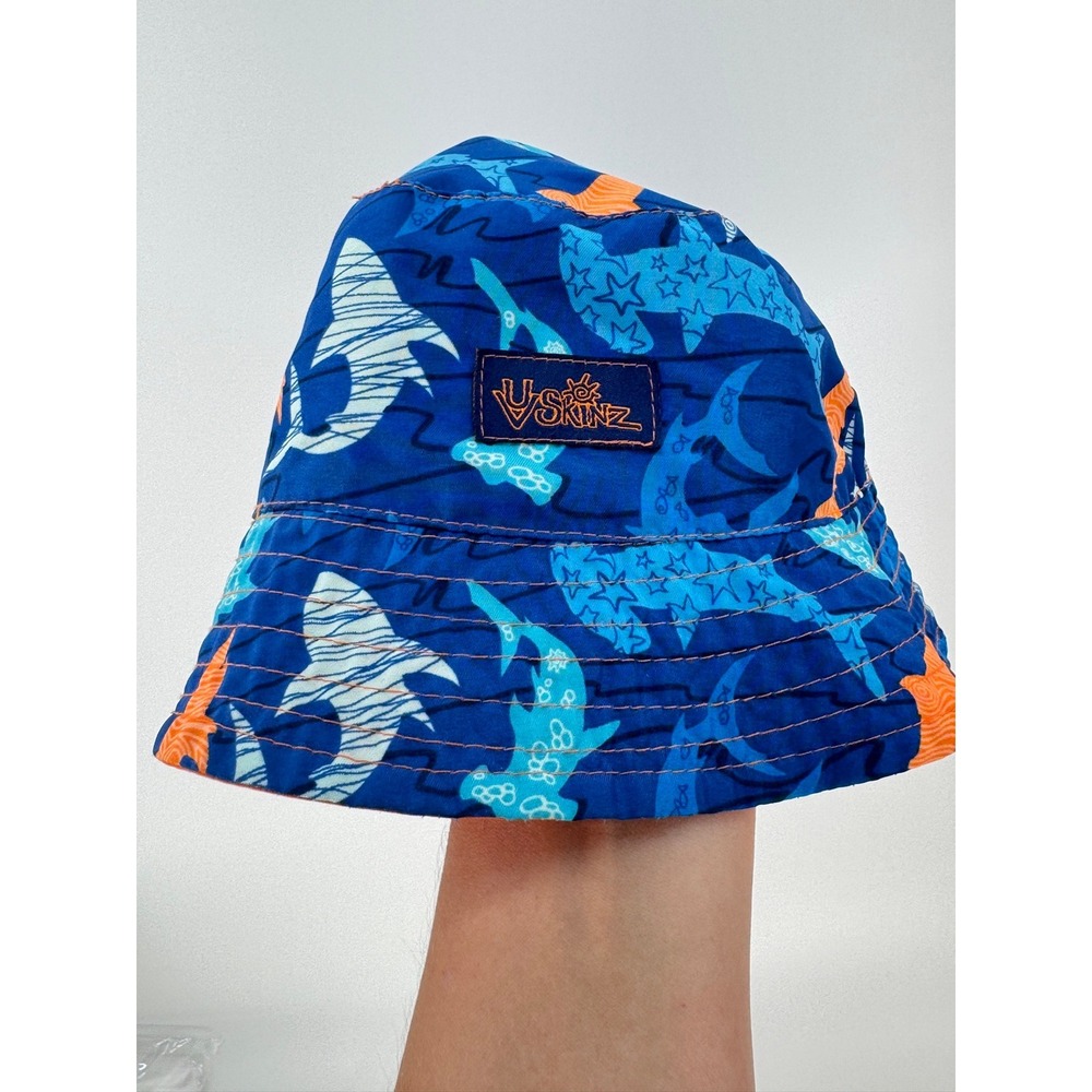 UV Skinz Kids Shark Bucket Hat Blue Reversible UPF 50 Sun Hat
